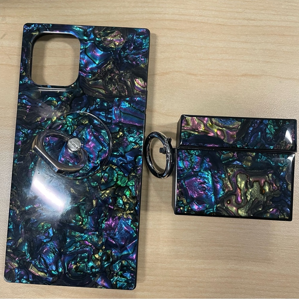 Flaunt Square i-Phone 12 Pro case w/ matching i-pod case 3rd gen Abalone design